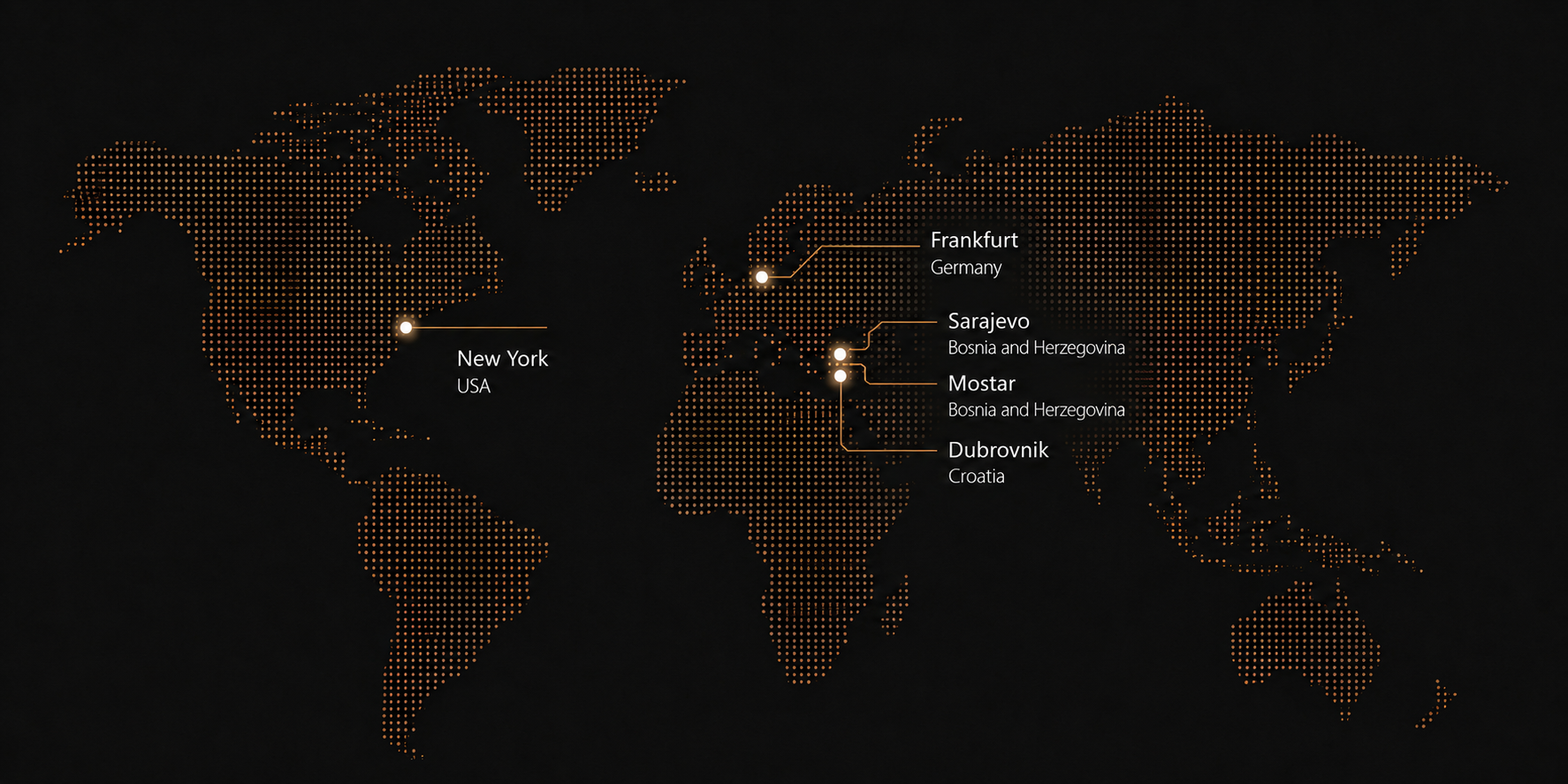 Map showing KONSTRAL's international collaboration